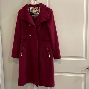 Pink military style wool coat